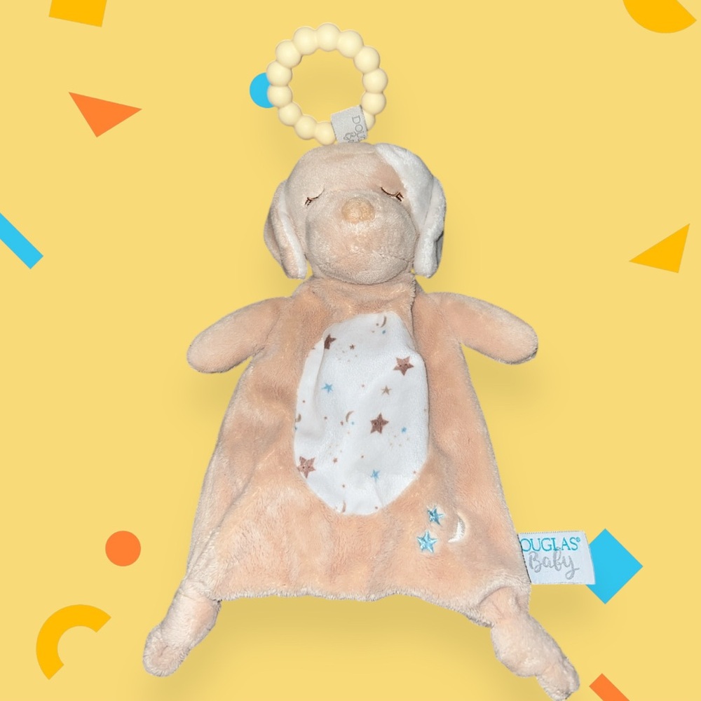 Baby AUGGIE TAN PUPPY Plush TEETHER Stuffed Animal - Douglas Cuddle Toys - #6358